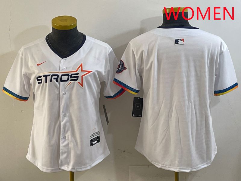 Women Houston Astros Blank White Fourth generation Joint Name 2025 Nike MLB Jersey style 1->women mlb jersey->Women Jersey